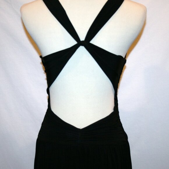 BCBG Maxazria Black Open Cross Back Floor Length Gown Small - Picture 11 of 12